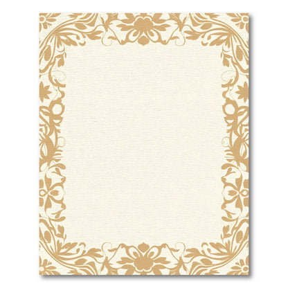 Golden Floral Border Frame Rug