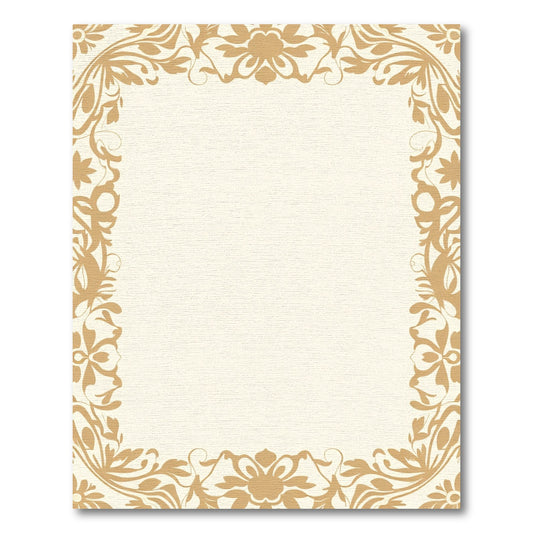 Golden Floral Border Frame Rug