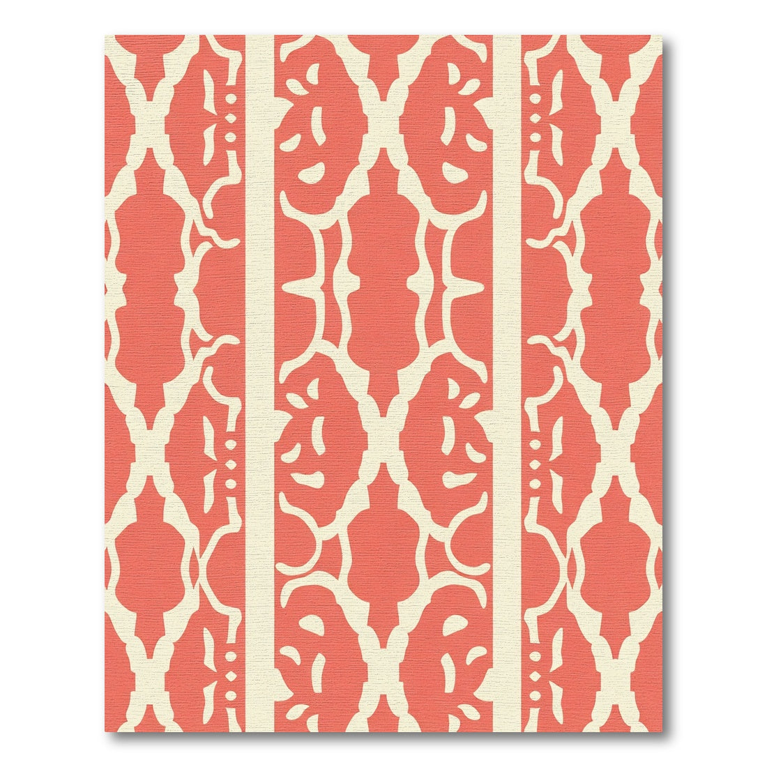 Coral Ivory Damask Stripe Rug