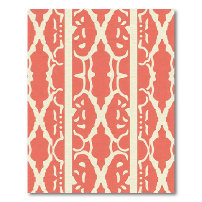 Coral Ivory Damask Stripe Rug