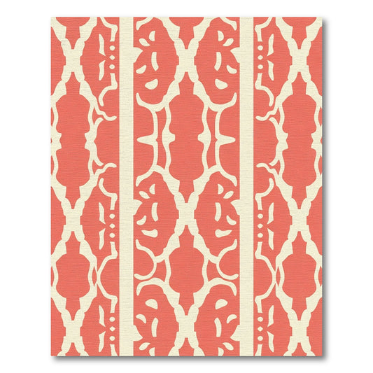 Coral Ivory Damask Stripe Rug