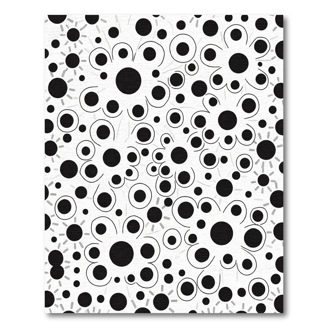 Abstract Black White Floral Scatter Rug