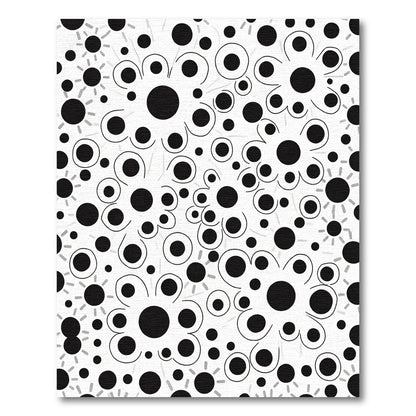Abstract Black White Floral Scatter Rug