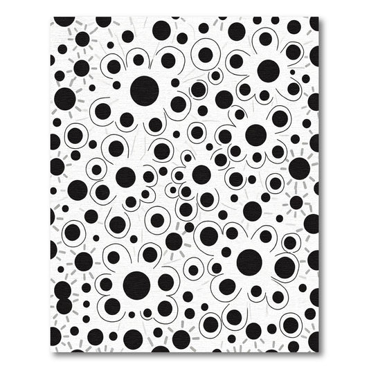 Abstract Black White Floral Scatter Rug