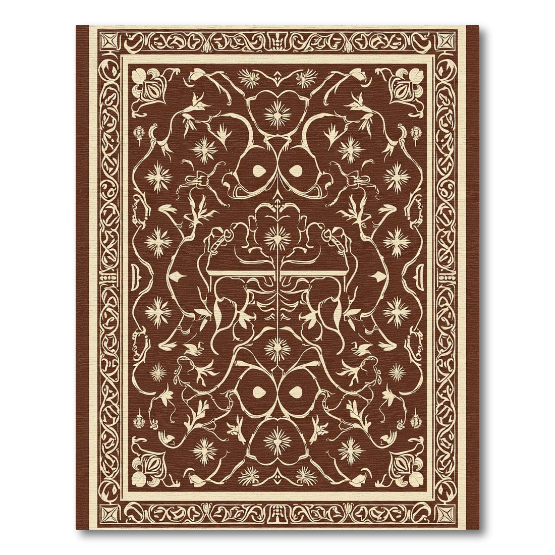 Rich Brown Floral Vine Art Nouveau Rug