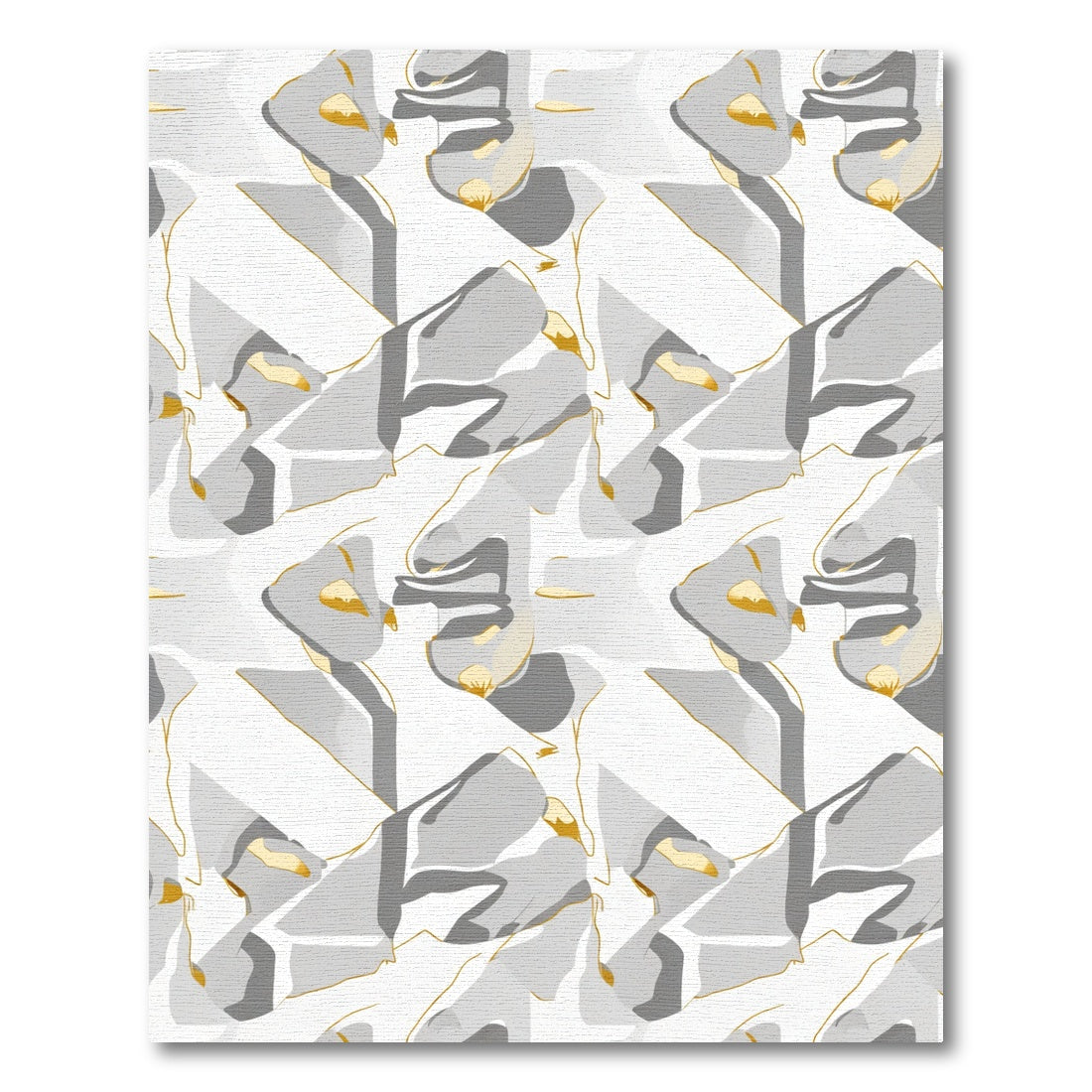 Abstract White Gold Stone Shapes Rug