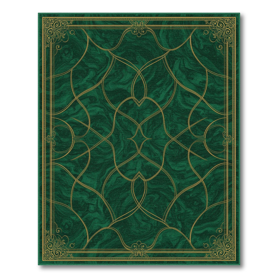Green Marble Gold Ornate Persian Area Rug