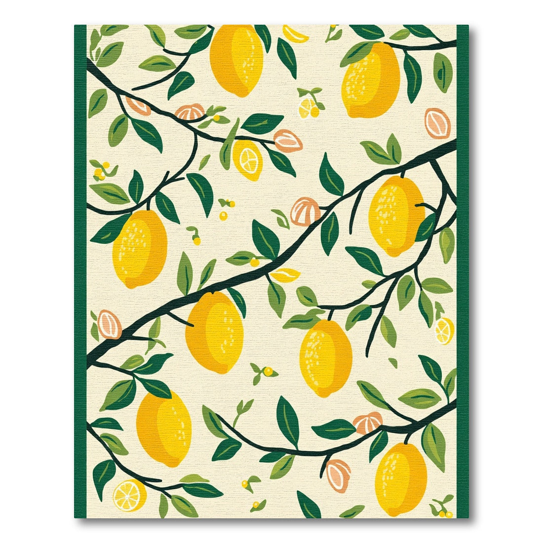 Yellow Lemon Branch Foliage Rug