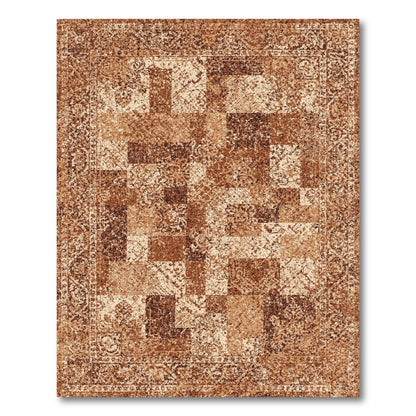 Distressed Vintage Brown and Tan Area Rug