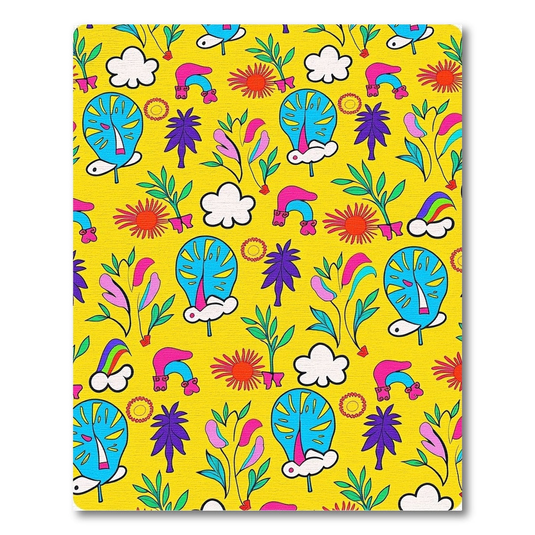 Retro Yellow Rainbow Star Flower Rug