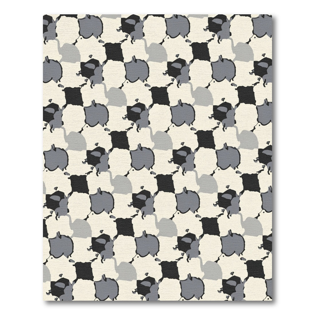 Abstract Checkered Elephant Arrangement Rug