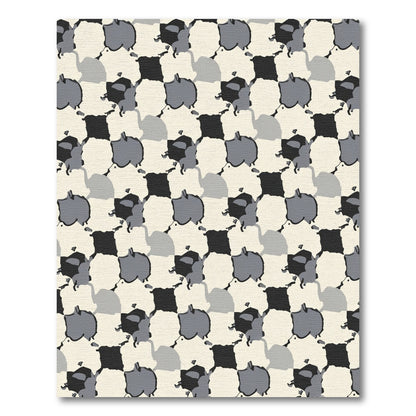Abstract Checkered Elephant Arrangement Rug