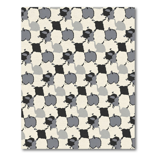 Abstract Checkered Elephant Arrangement Rug