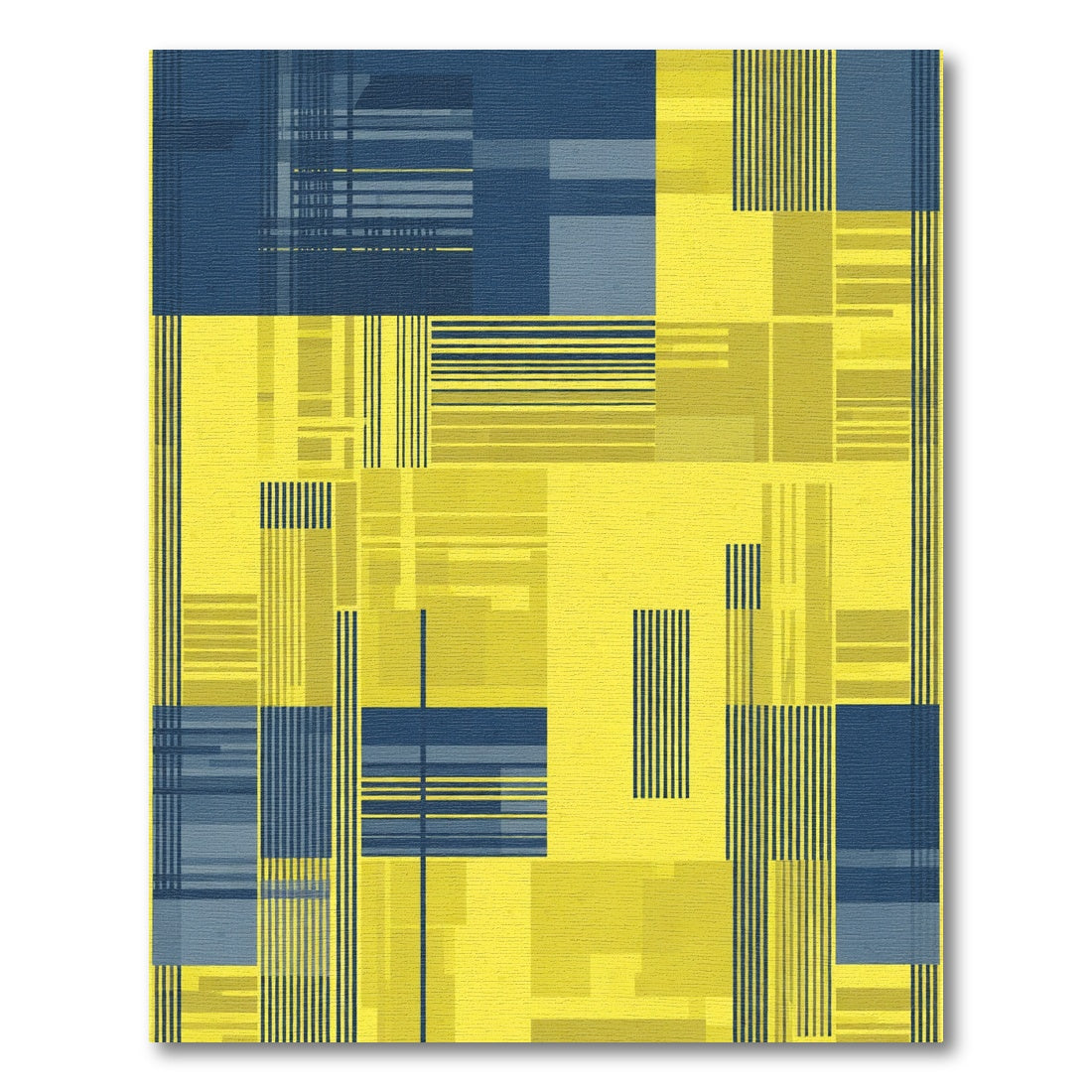 Modern Yellow Blue Geometric Texture Rug