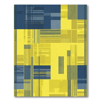 Modern Yellow Blue Geometric Texture Rug