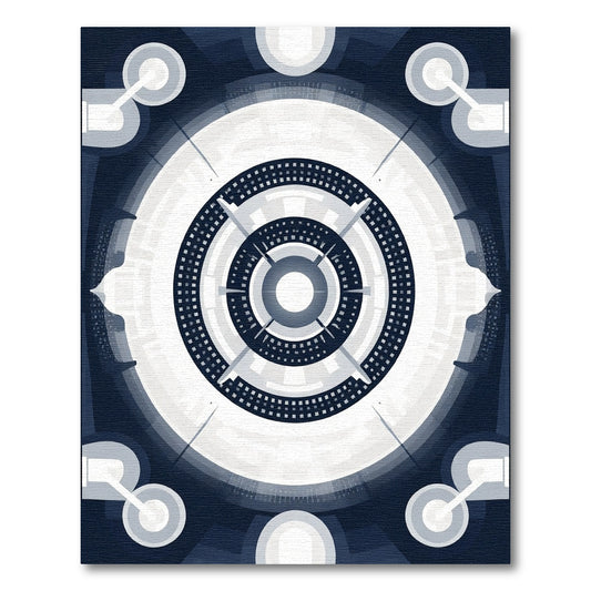 Navy Blue Geometric Concentric Circles Rug