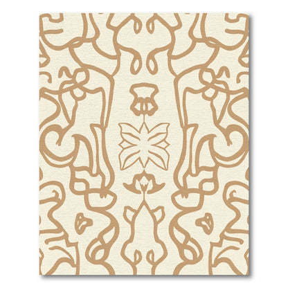 Antique Beige Abstract Swirl Rug