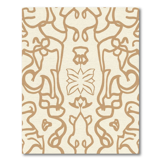 Antique Beige Abstract Swirl Rug