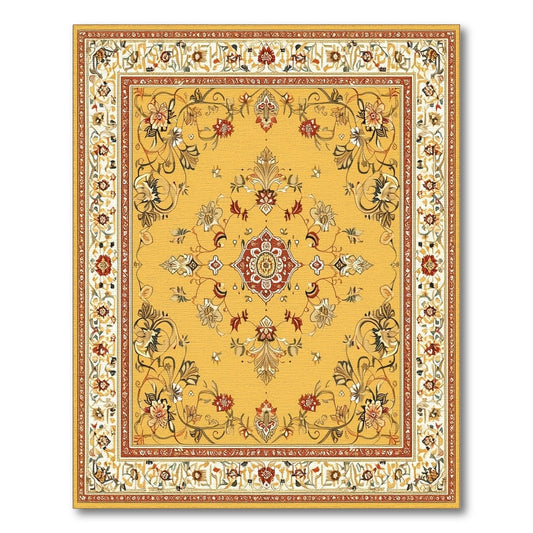 Yellow Floral Vintage Area Rug