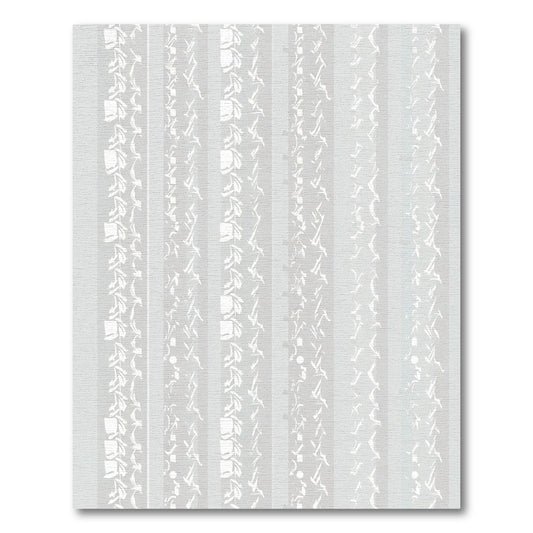 Subtle White Vertical Abstract Botanical Rug