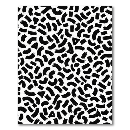 Black Abstract Brushstroke Field Rug