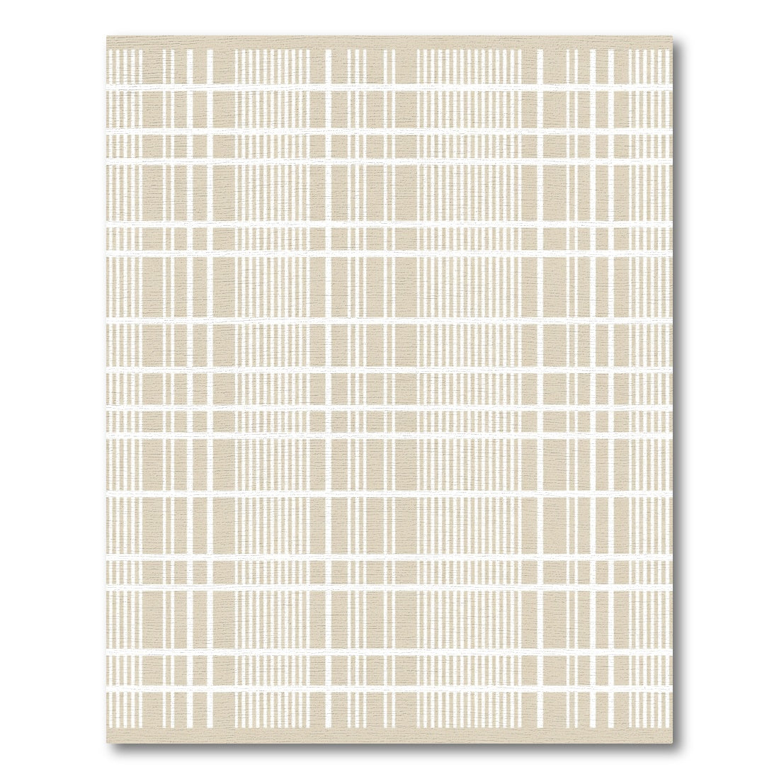 Minimalist Beige White Gingham Rug