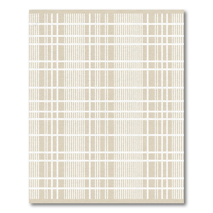 Minimalist Beige White Gingham Rug