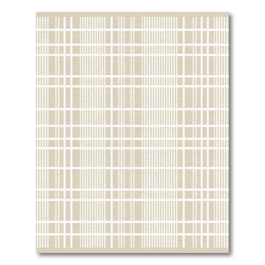 Minimalist Beige White Gingham Rug