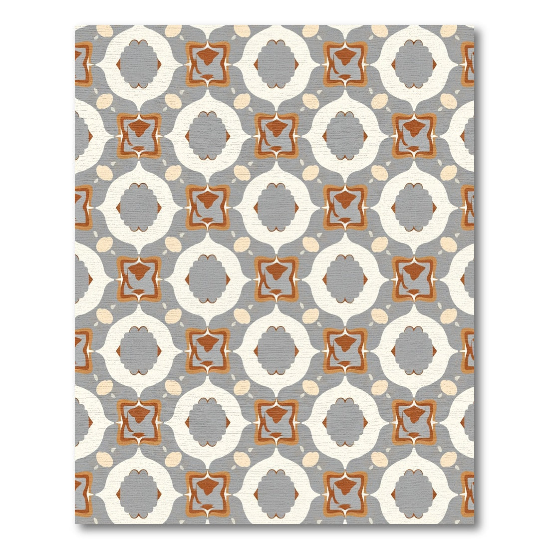 Gray and Tan Geometric Medallion Rug