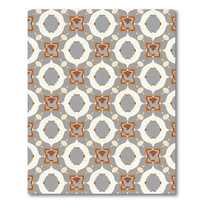 Gray and Tan Geometric Medallion Rug