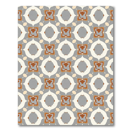 Gray and Tan Geometric Medallion Rug