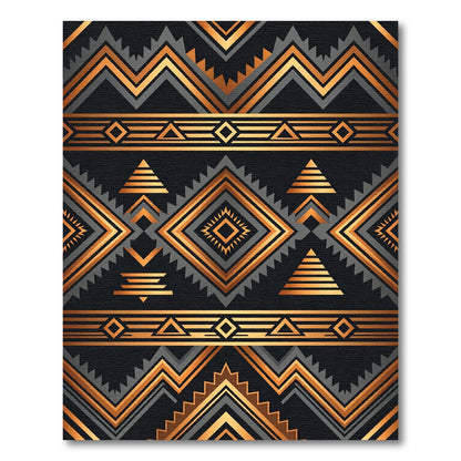Golden Bronze Geometric Tribal Rug