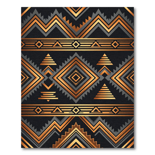 Golden Bronze Geometric Tribal Rug