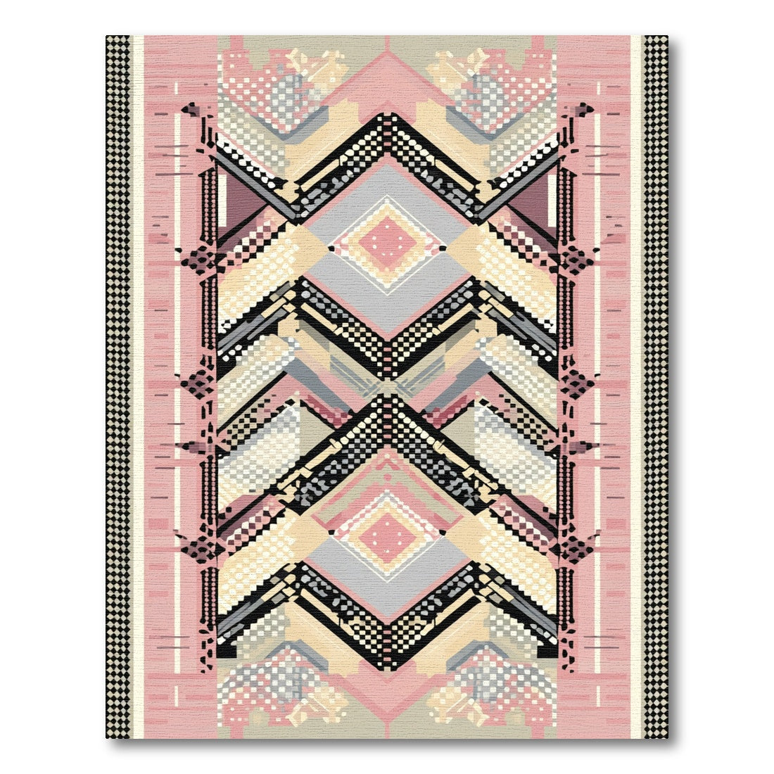Geometric Pink Diamond Checkerboard Rug