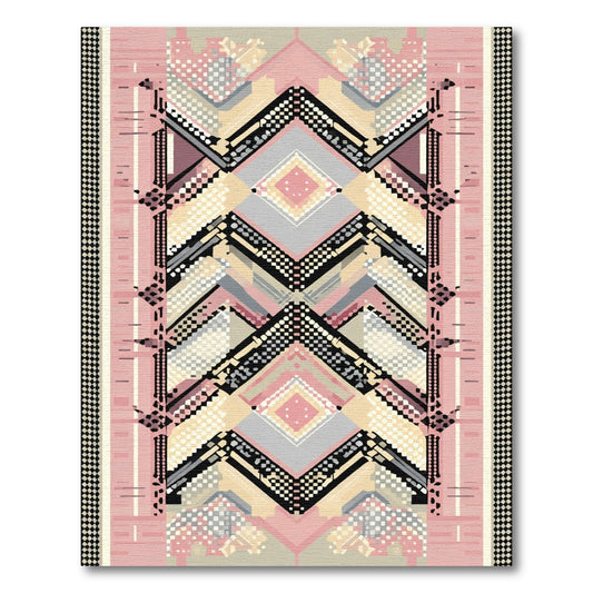 Geometric Pink Diamond Checkerboard Rug