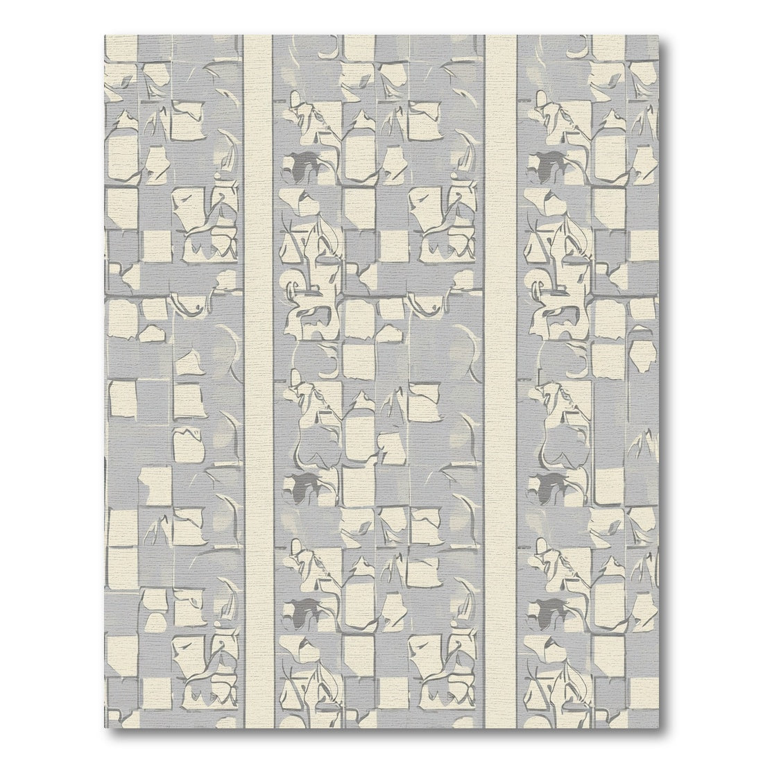 Grey Cream Abstract Checkerboard Squares Rug