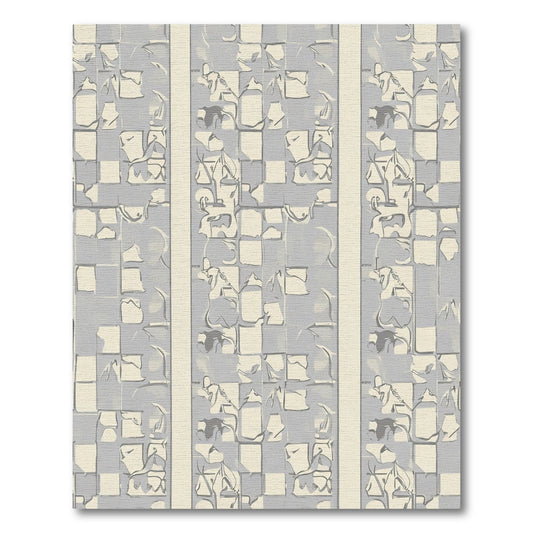 Grey Cream Abstract Checkerboard Squares Rug