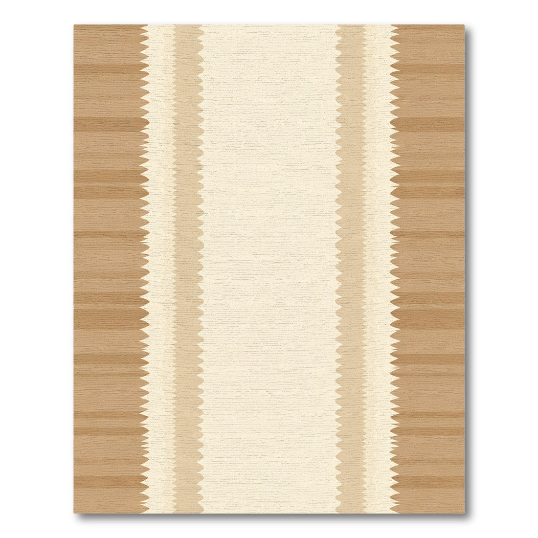 Striped Beige Rippled Border Rug