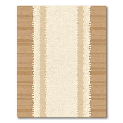 Striped Beige Rippled Border Rug