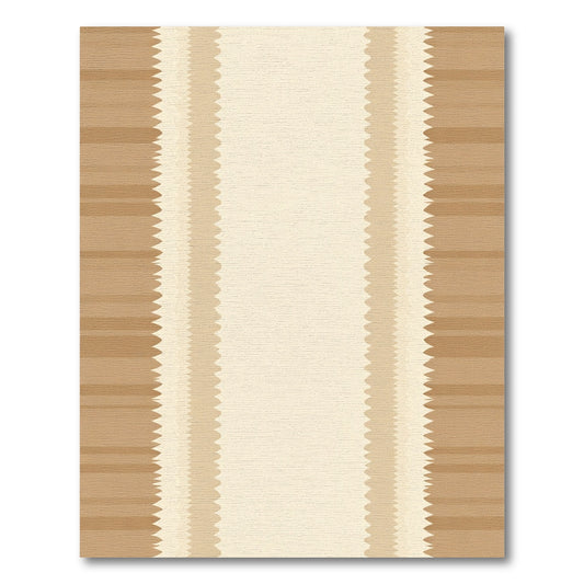 Striped Beige Rippled Border Rug