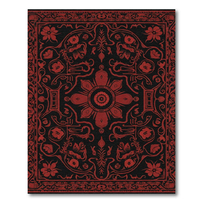 Rich Red Vintage Floral Medallion Rug