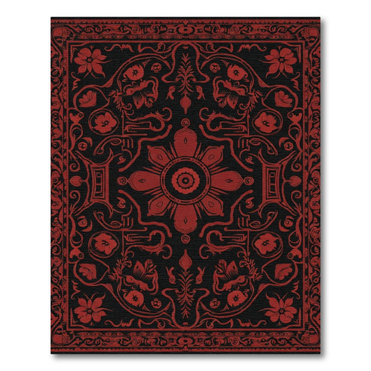 Rich Red Vintage Floral Medallion Rug