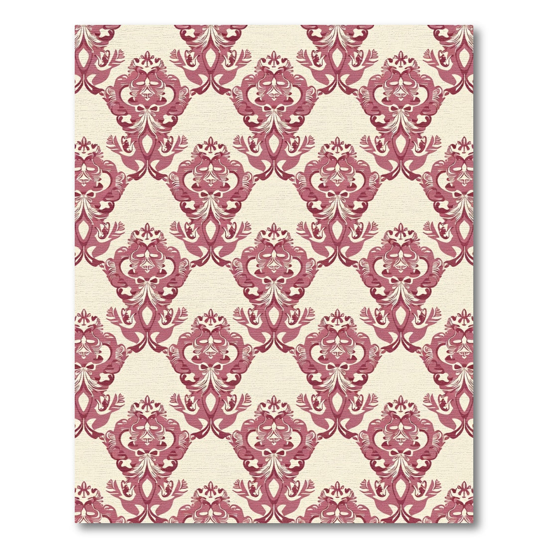 Crimson Red Classic Damask Overlay Rug