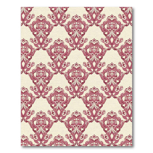 Crimson Red Classic Damask Overlay Rug