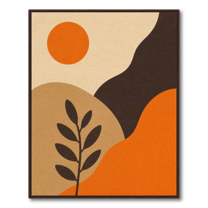 Orange Abstract Sun Area Rug