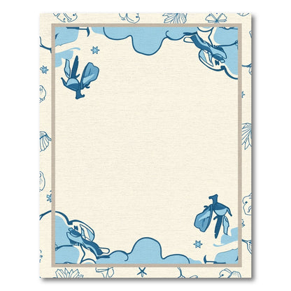 Blue Floral Clouds Border Rug