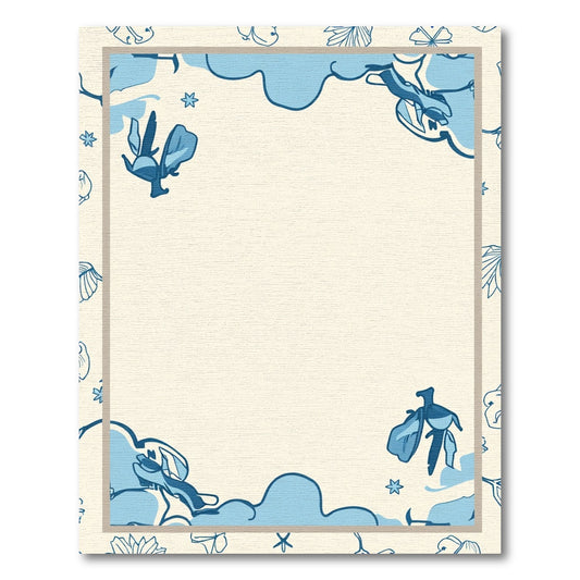 Blue Floral Clouds Border Rug