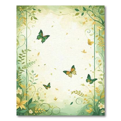 Whimsical Green Butterflies Garden Border Rug