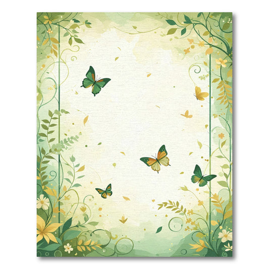 Whimsical Green Butterflies Garden Border Rug
