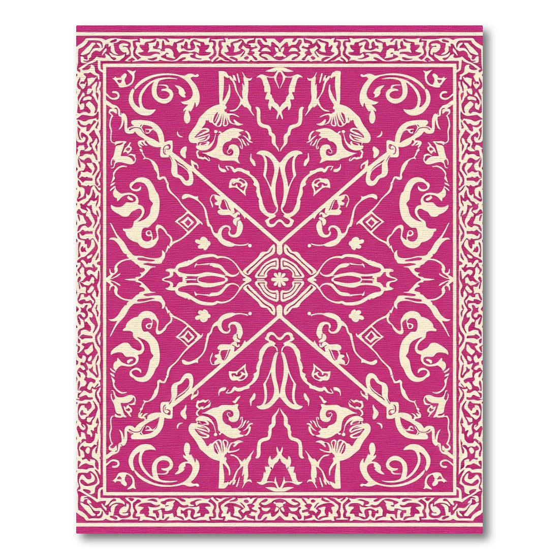 Vivid Magenta Floral Symmetry Rug